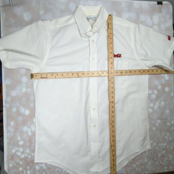Coca Cola White Cotton Oxford Button Down Short Sleeve Employe Shirt, Men's 16.5 - Picture 8 of 10